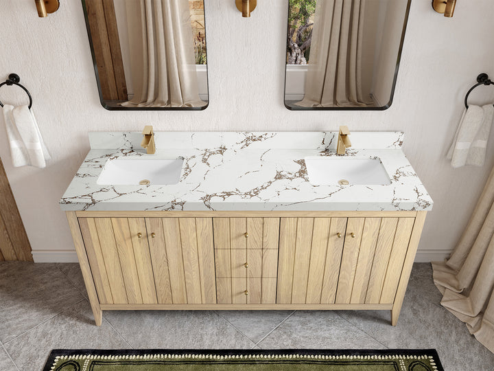 Atlanta White Oak 72 in. W x 22 in. D Double Sink Bathroom Vanity - photo 36