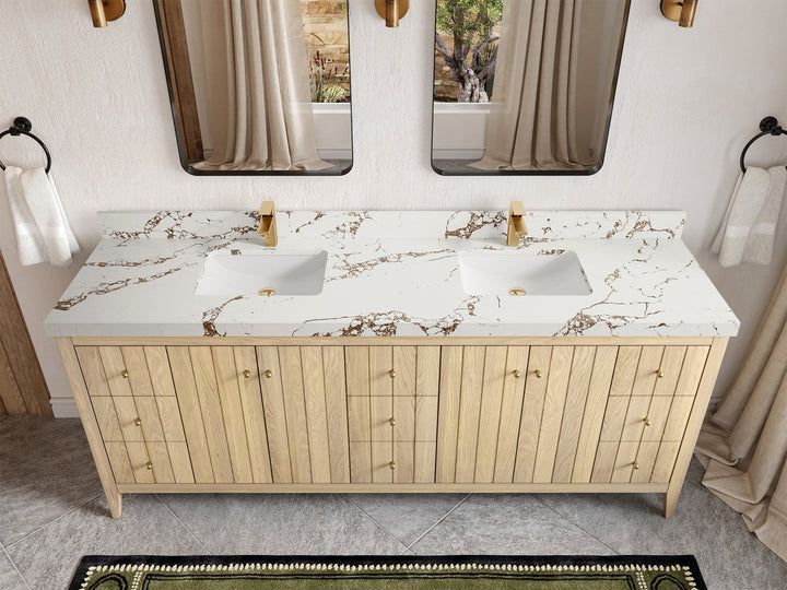 Atlanta White Oak 84 in. W x 22 in. D Double Sink Bathroom Vanity - photo 36