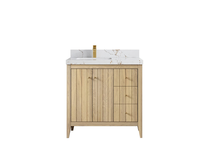 Atlanta White Oak 36 in. W x 22 in. D Left Offset Sink Bathroom Vanity - photo 35