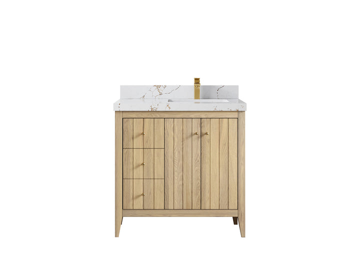 Atlanta White Oak 36 in. W x 22 in. D Right Offset Sink Bathroom Vanity - photo 39