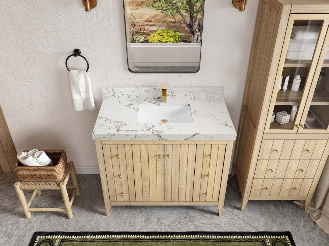 Atlanta White Oak 42 in. W x 22 in. D Single Sink Bathroom Vanity