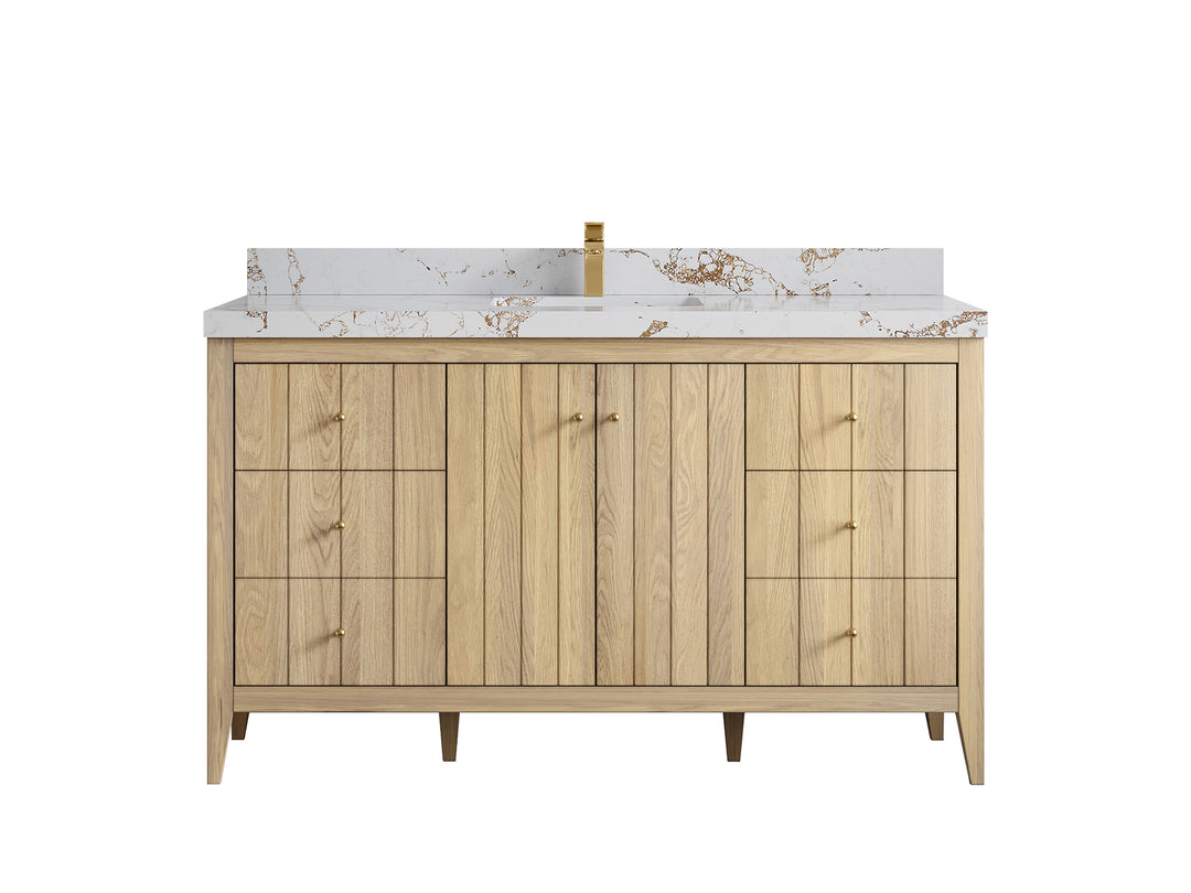 Atlanta White Oak 60 in. W x 22 in. D Single Sink Bathroom Vanity