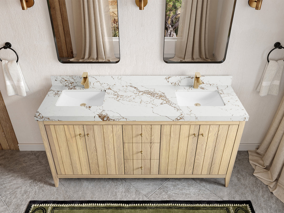 Atlanta White Oak 72 in. W x 22 in. D Double Sink Bathroom Vanity