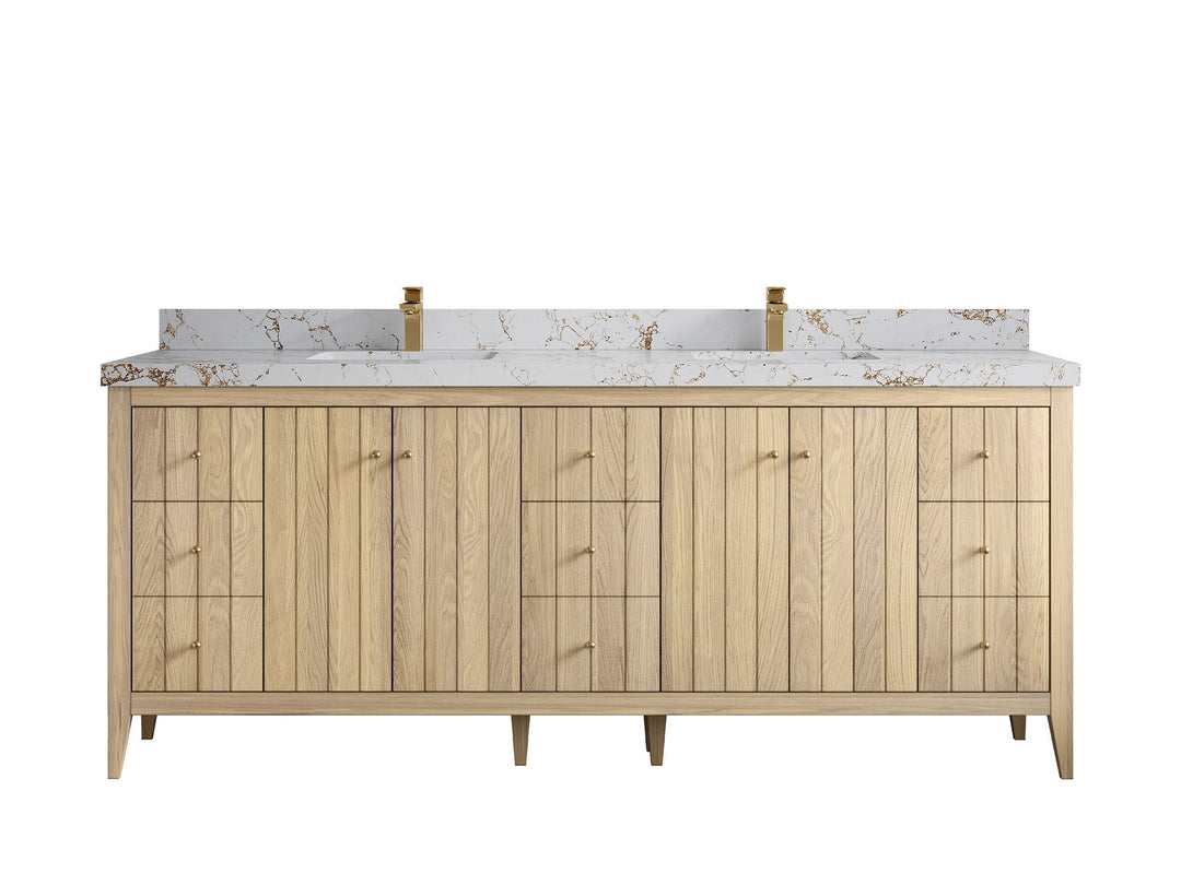 Atlanta White Oak 84 in. W x 22 in. D Double Sink Bathroom Vanity