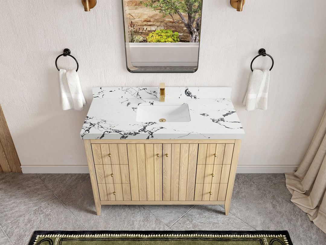 Atlanta White Oak 48 in. W x 22 in. D Single Sink Bathroom Vanity