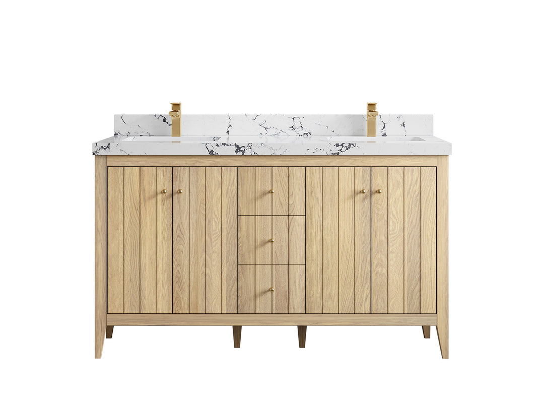 Atlanta White Oak 60 in. W x 22 in. D Double Sink Bathroom Vanity