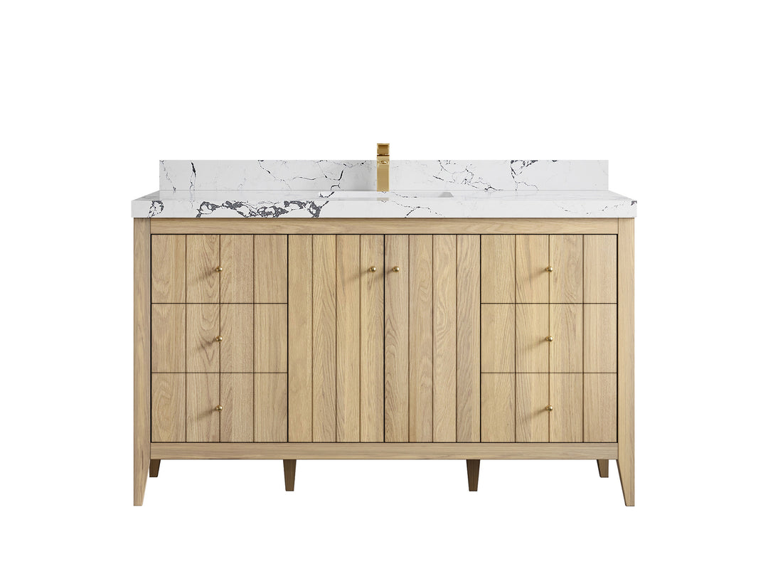 Atlanta White Oak 60 in. W x 22 in. D Single Sink Bathroom Vanity