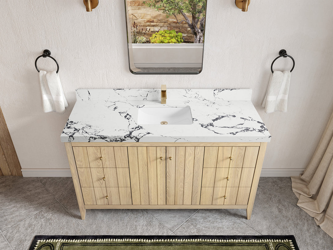 Atlanta White Oak 60 in. W x 22 in. D Single Sink Bathroom Vanity