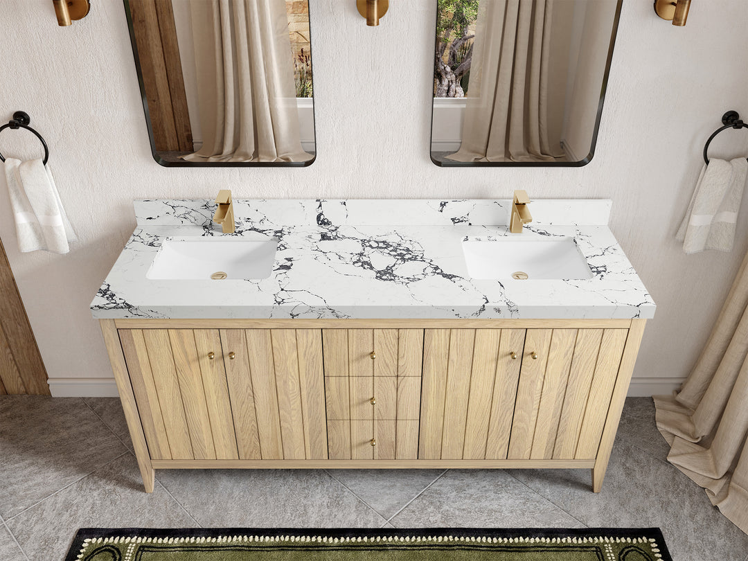 Atlanta White Oak 72 in. W x 22 in. D Double Sink Bathroom Vanity