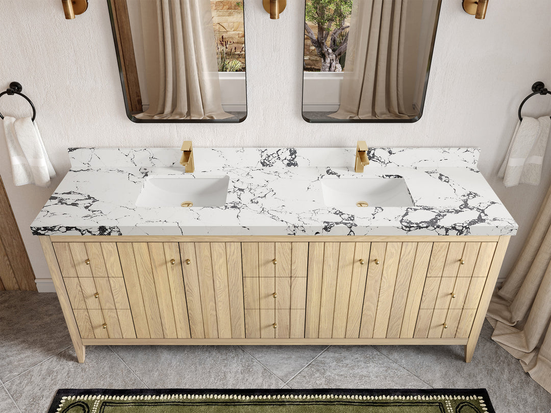 Atlanta White Oak 84 in. W x 22 in. D Double Sink Bathroom Vanity