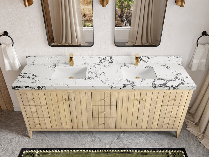 Atlanta White Oak 84 in. W x 22 in. D Double Sink Bathroom Vanity - photo 40