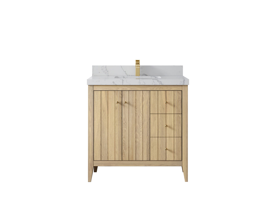 Atlanta White Oak 36 in. W x 22 in. D Center Sink Bathroom Vanity