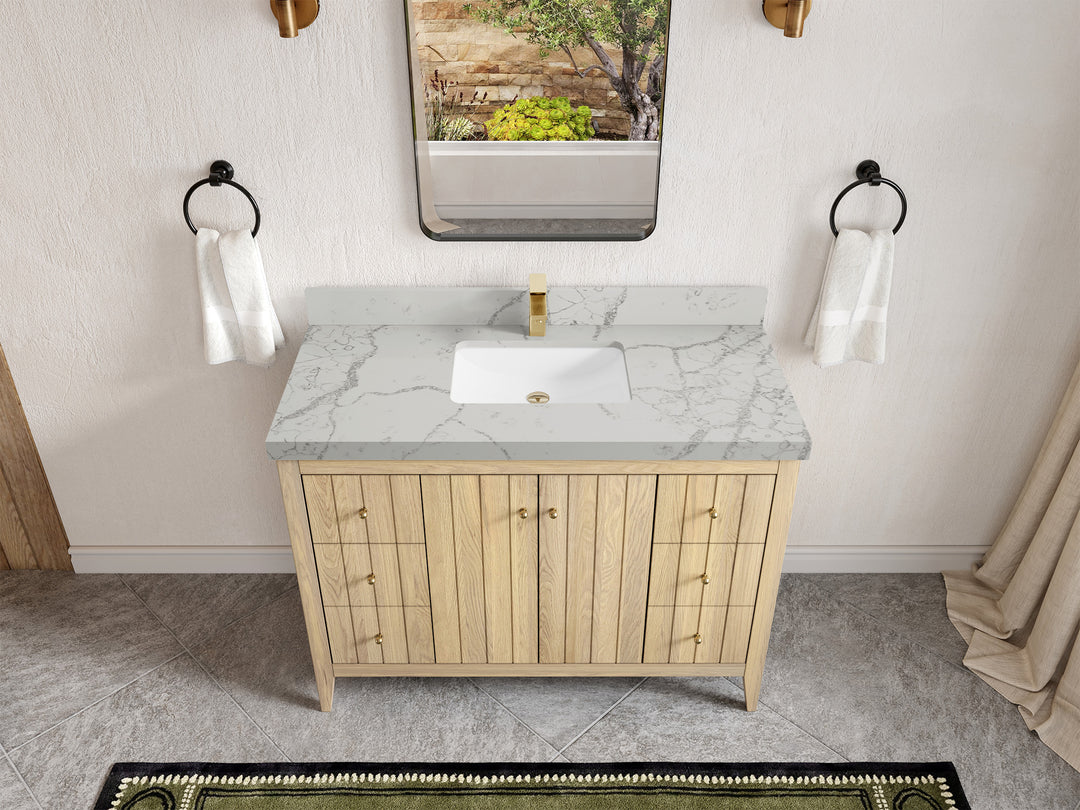 Atlanta White Oak 48 in. W x 22 in. D Single Sink Bathroom Vanity