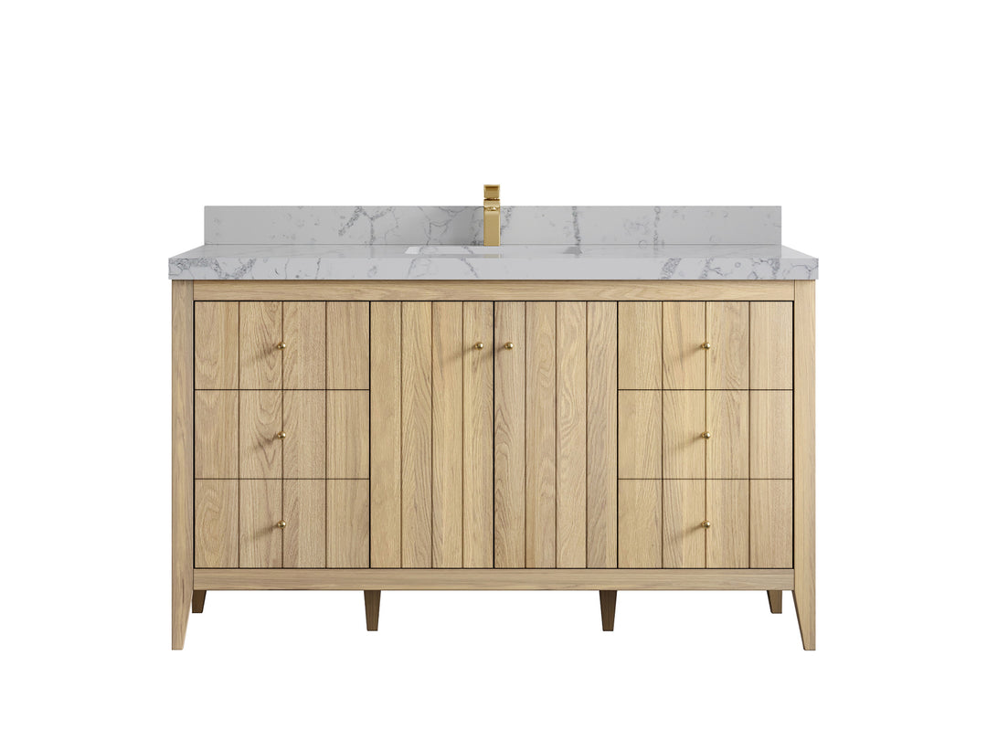 Atlanta White Oak 60 in. W x 22 in. D Single Sink Bathroom Vanity