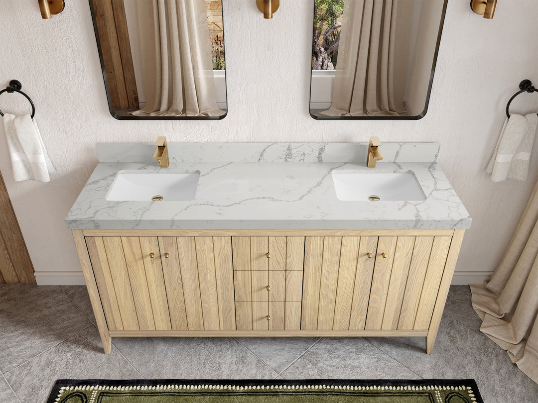 Atlanta White Oak 72 in. W x 22 in. D Double Sink Bathroom Vanity