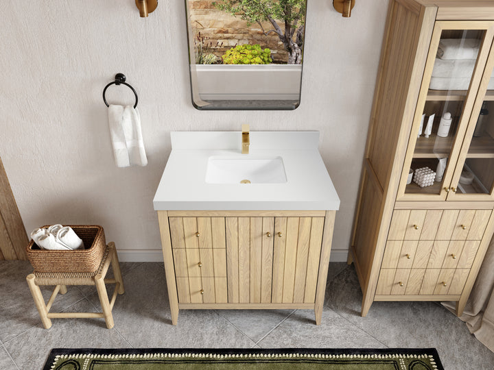 Atlanta White Oak 36" W x 22" D Center Sink Vanity for Elegant Bathrooms - photo 44