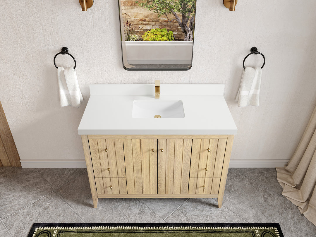 Atlanta White Oak 48 in. W x 22 in. D Single Sink Bathroom Vanity