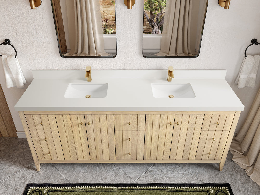 Atlanta White Oak 84 in. W x 22 in. D Double Sink Bathroom Vanity