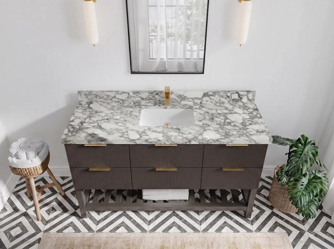 Catalina 60 in W x 22 in D Free Standing Reeded Single Sink Bathroom Vanity | 
              
                Urbane Bronze
                
                  
             - AT_URB_ARB_60S - photo №5