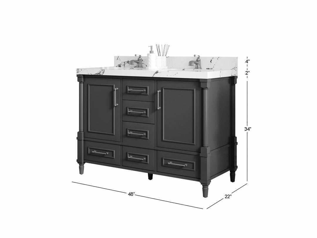 Aberdeen 48 in. W x 22 in. D Double Sink Bathroom Vanity