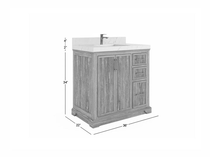 Alys Teak Wood 36 in. W x 22 in. D Center Sink Bathroom Vanity - photo 5