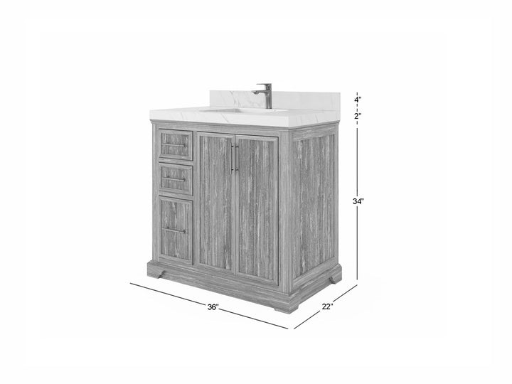 Alys Teak Wood 36 in. W x 22 in. D Center Sink Bathroom Vanity - photo 5
