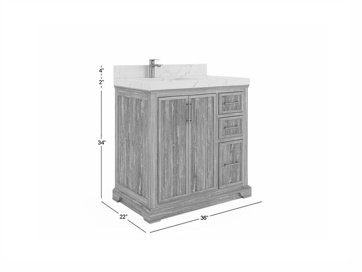 Alys Teak Wood 36 in. W x 22 in. D Left Offset Sink Bathroom Vanity - photo 5