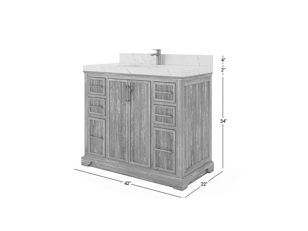 Alys Teak Wood 42 in. W x 22 in. D Single Sink Bathroom Vanity