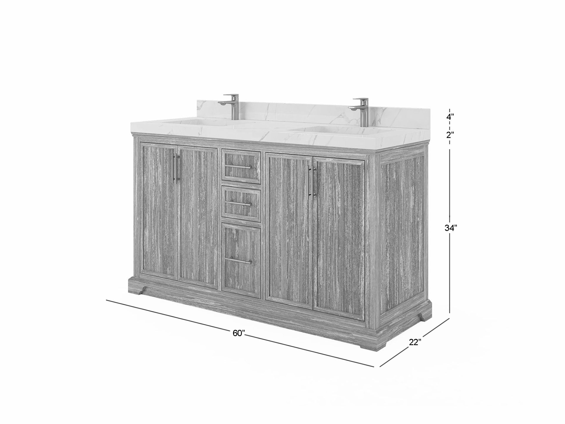 Alys Teak Wood 60 in. W x 22 in. D Double Sink Bathroom Vanity