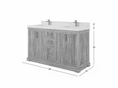 Alys Teak Wood 60 in. W x 22 in. D Double Sink Bathroom Vanity - photo 4
