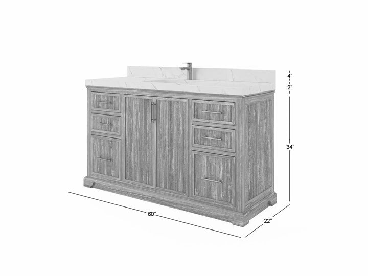 Alys Teak Wood 60 in. W x 22 in. D Single Sink Bathroom Vanity - photo 5