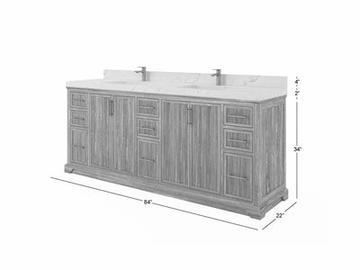 Alys Teak Wood 84 in. W x 22 in. D Double Sink Bathroom Vanity