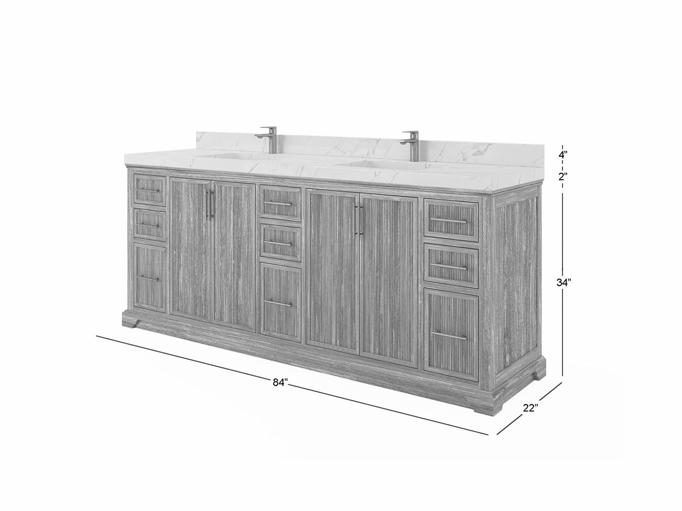 Alys Teak Wood 84 in. W x 22 in. D Double Sink Bathroom Vanity