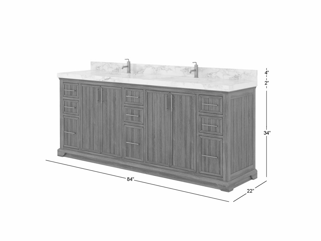 Alys Teak Wood 84 in. W x 22 in. D Double Sink Bathroom Vanity | 
              
                Dark Natural Teak
                
                  
             - ALS_TK_DNT_WHQZ_84D - photo №5