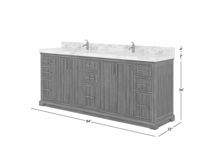 Alys Teak Wood 84 in. W x 22 in. D Double Sink Bathroom Vanity - photo 5