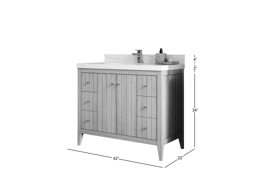 Atlanta White Oak 42 in. W x 22 in. D Single Sink Bathroom Vanity