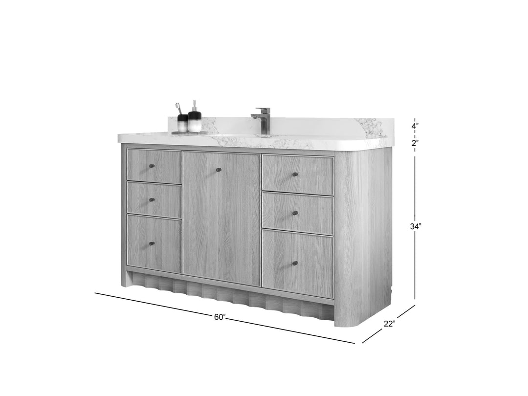 Orlando Oak 60 in. W x 22 in. D Single Sink Bathroom Vanity