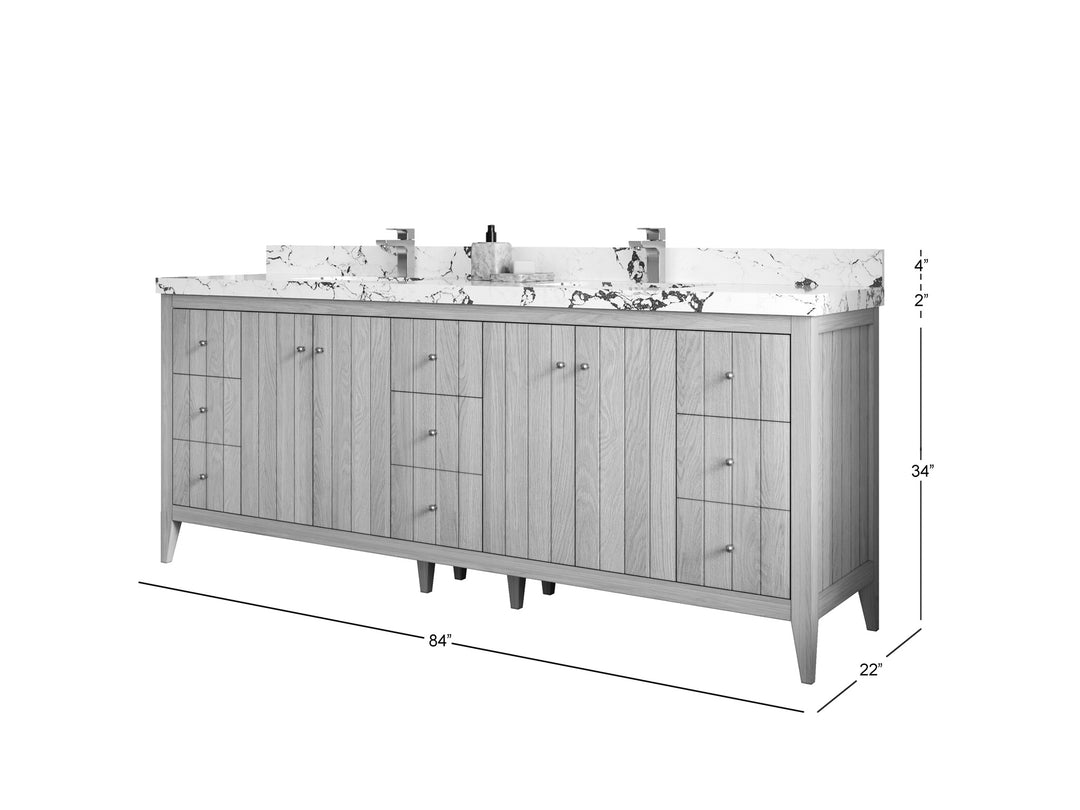 Atlanta White Oak 84 in. W x 22 in. D Double Sink Bathroom Vanity