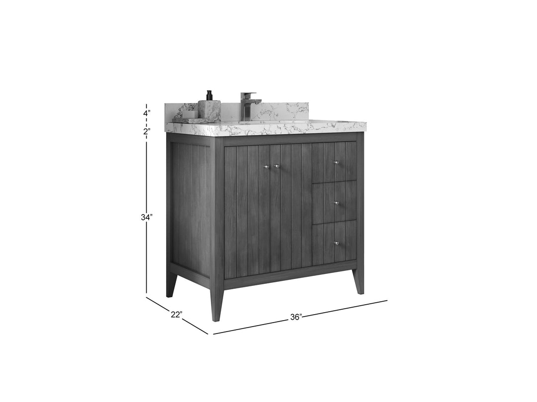 Atlanta Teak Wood 36 in. W x 22 in. D Center Sink Bathroom Vanity
