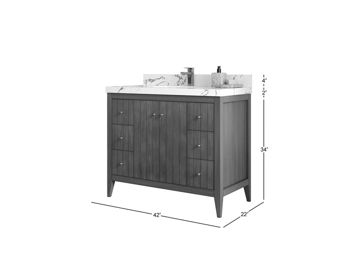 Atlanta Teak Wood 42 in. W x 22 in. D Single Sink Bathroom Vanity - photo 5