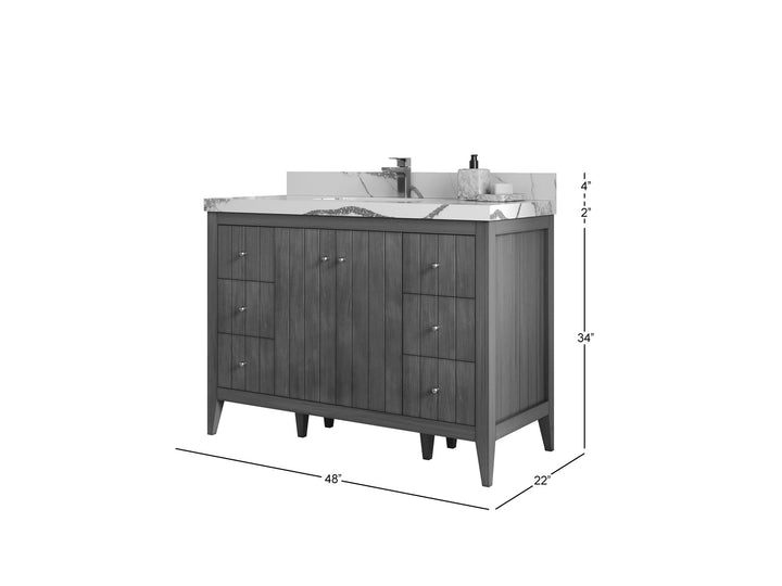 Atlanta Teak Wood 48 in. W x 22 in. D Single Sink Bathroom Vanity - photo 5