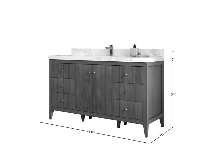 Atlanta Teak Wood 60 in. W x 22 in. D Single Sink Bathroom Vanity - photo 5