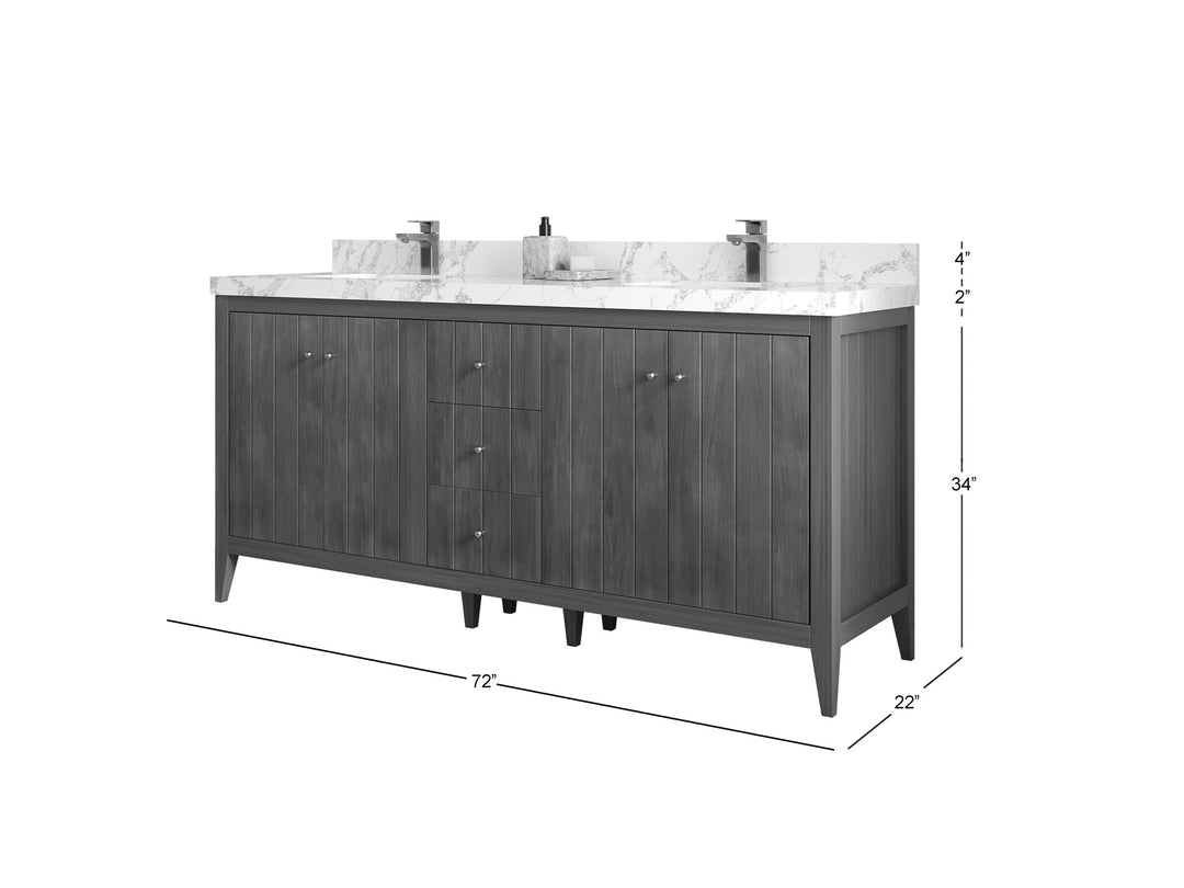 Atlanta Teak Wood 72 in. W x 22 in. D Double Sink Bathroom Vanity
