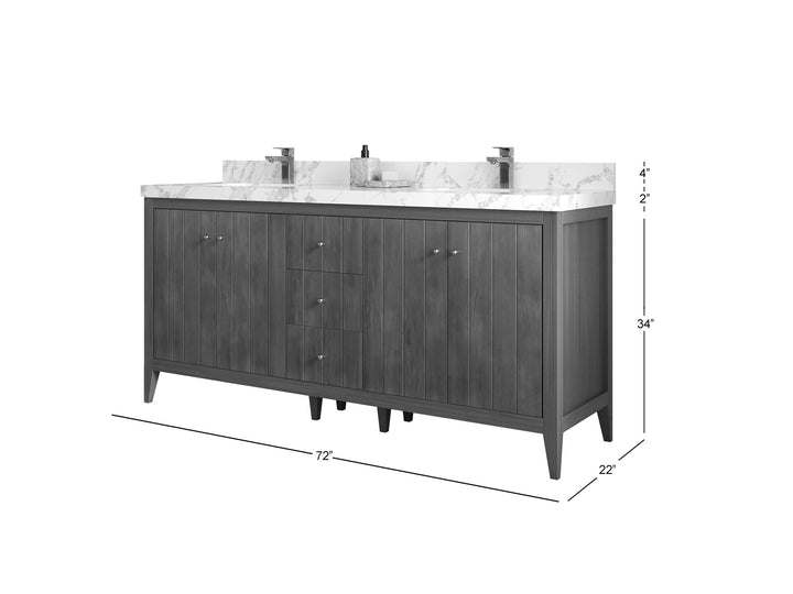 Atlanta Teak Wood 72 in. W x 22 in. D Double Sink Bathroom Vanity - photo 5