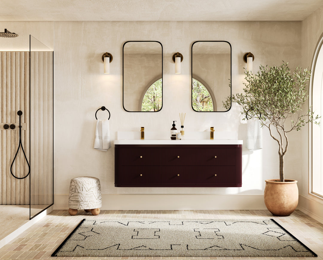 Hampton Floating 60 in. W x 22 in. D Double Sink Bathroom Vanity