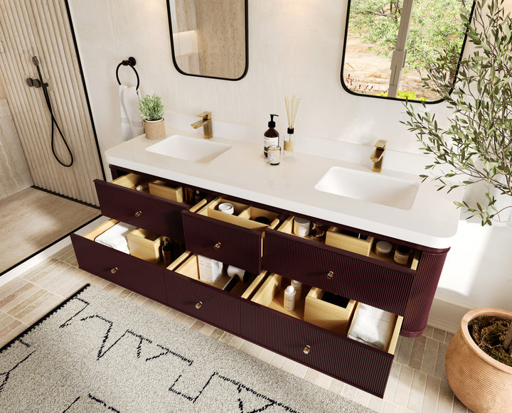 Hampton Floating 72 in. W x 22 in. D Double Sink Bathroom Vanity - photo 3