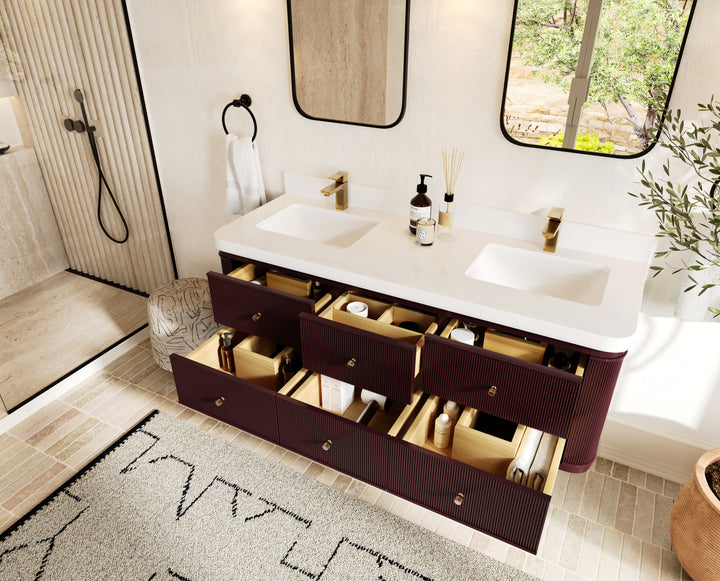 Hampton Floating 60 in. W x 22 in. D Double Sink Bathroom Vanity - photo 3