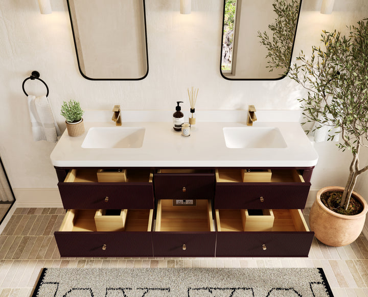 Hampton Floating 72 in. W x 22 in. D Double Sink Bathroom Vanity - photo 4