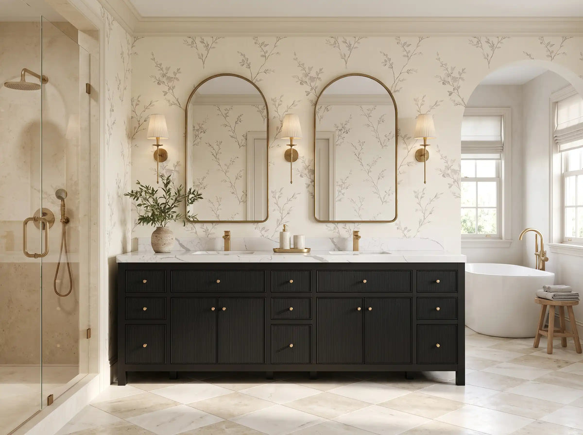 Sonoma 96 in W x 22 in D Free Standing Reeded Double Sink Bathroom Vanity