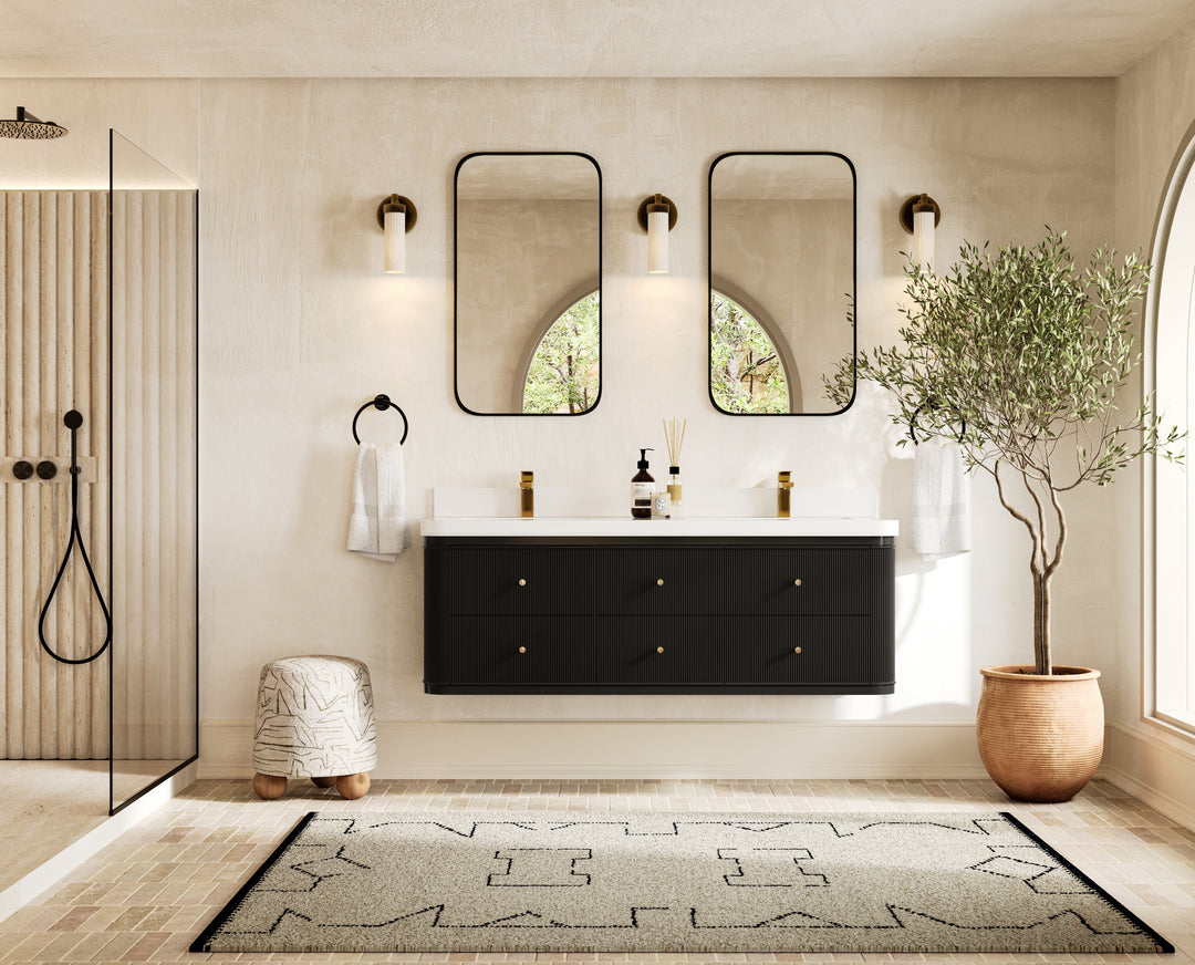 Hampton Floating 60 in. W x 22 in. D Double Sink Bathroom Vanity